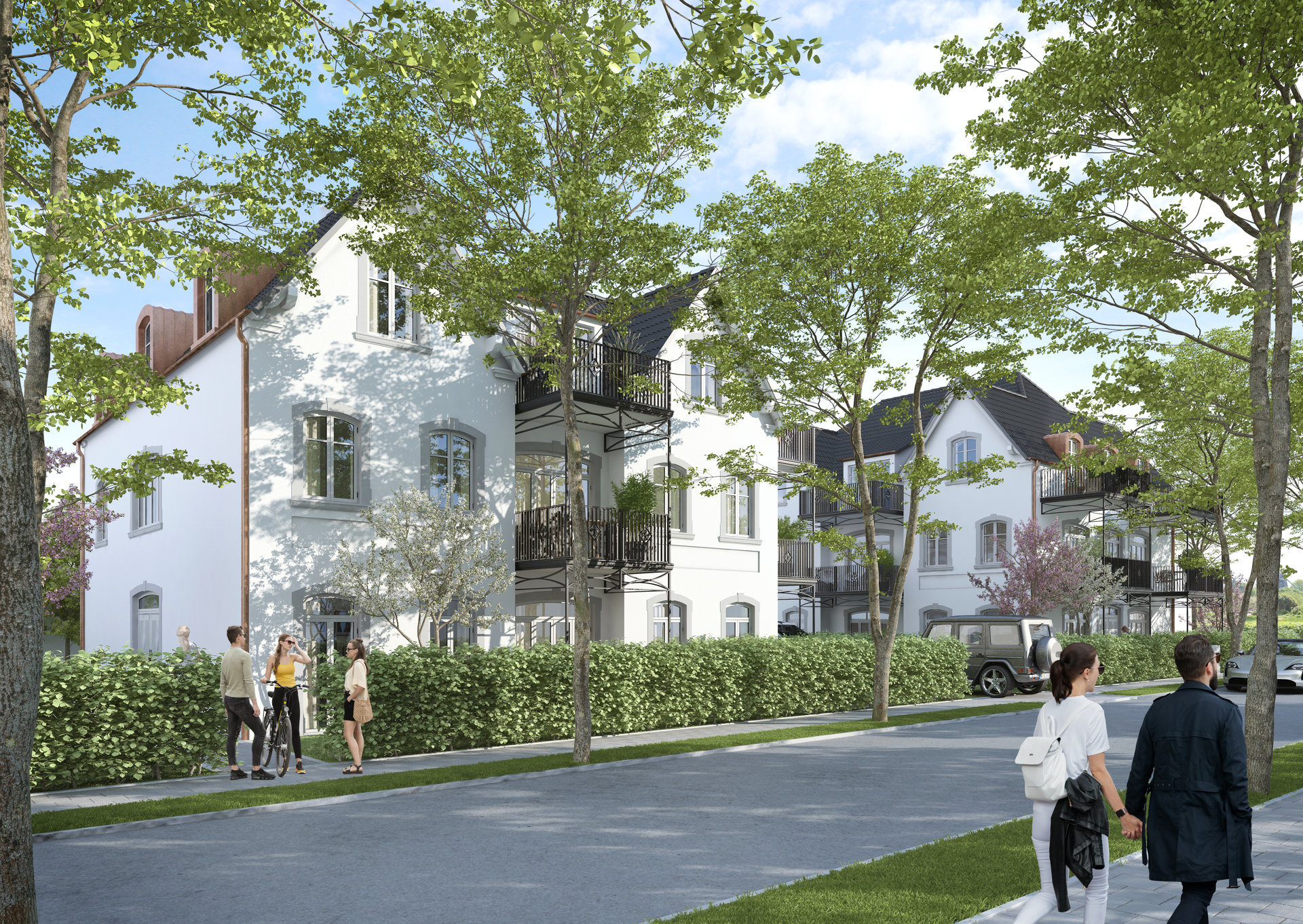 "Haus Godewind" - Neubauwohnungen am Mühlenpark auf Föhr. Außenansicht von der Straße