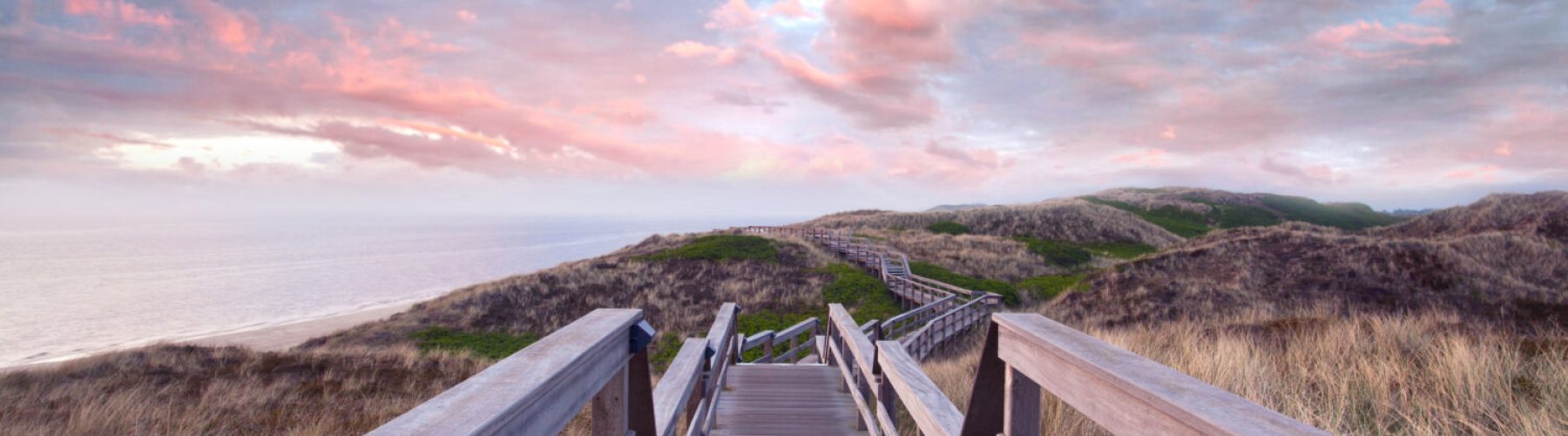Wooden,Footpath,Through,Dunes,At,The,North,Sea,Beach,In