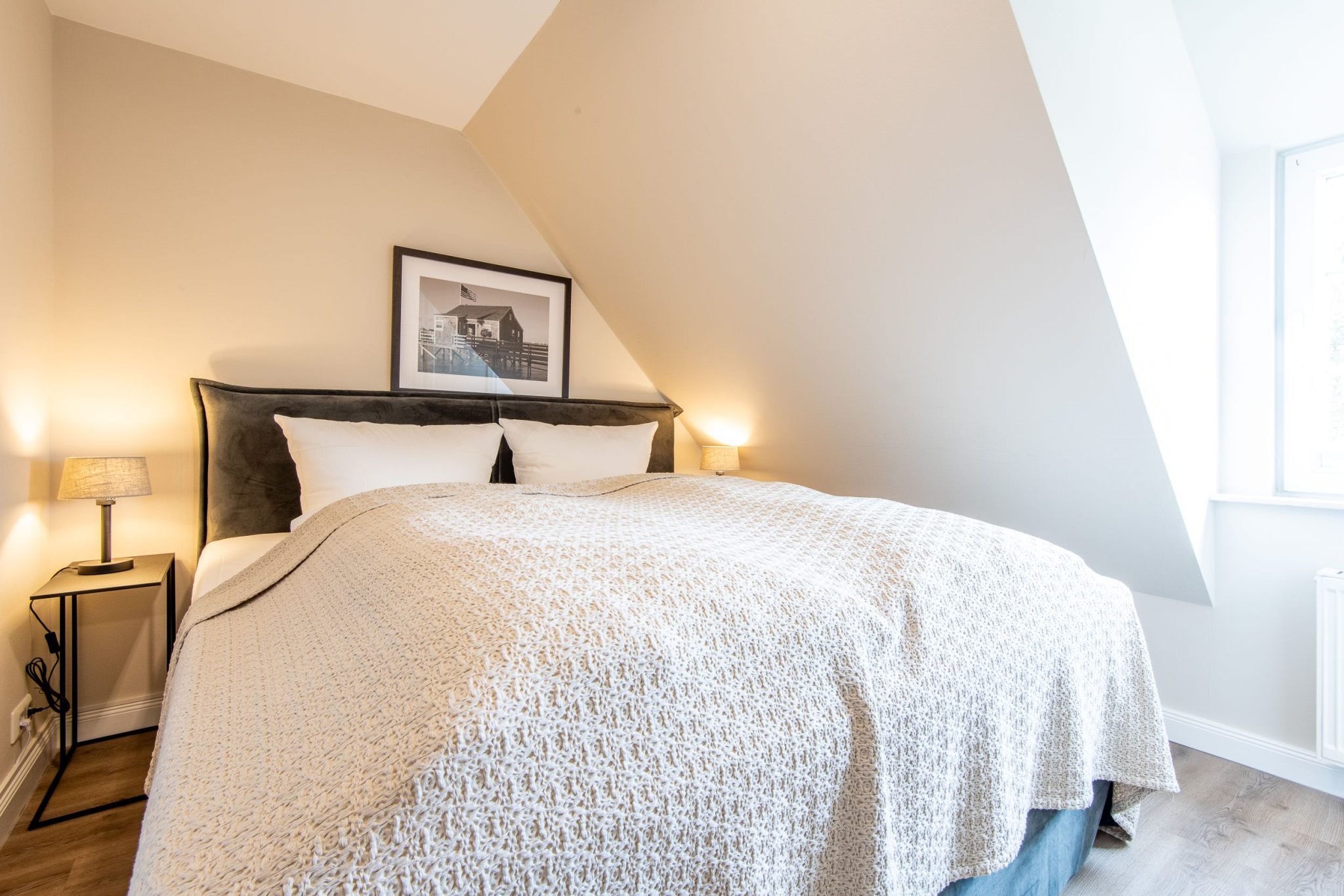 Doppelbett in Ferienhaus auf Sylt