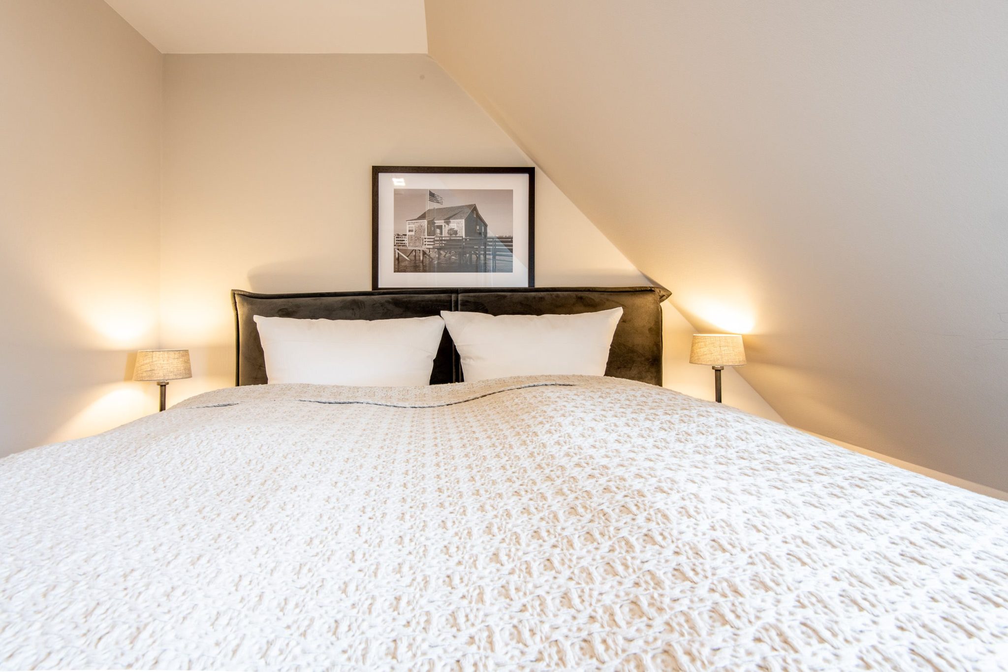 Doppelbett in Ferienhaus auf Sylt