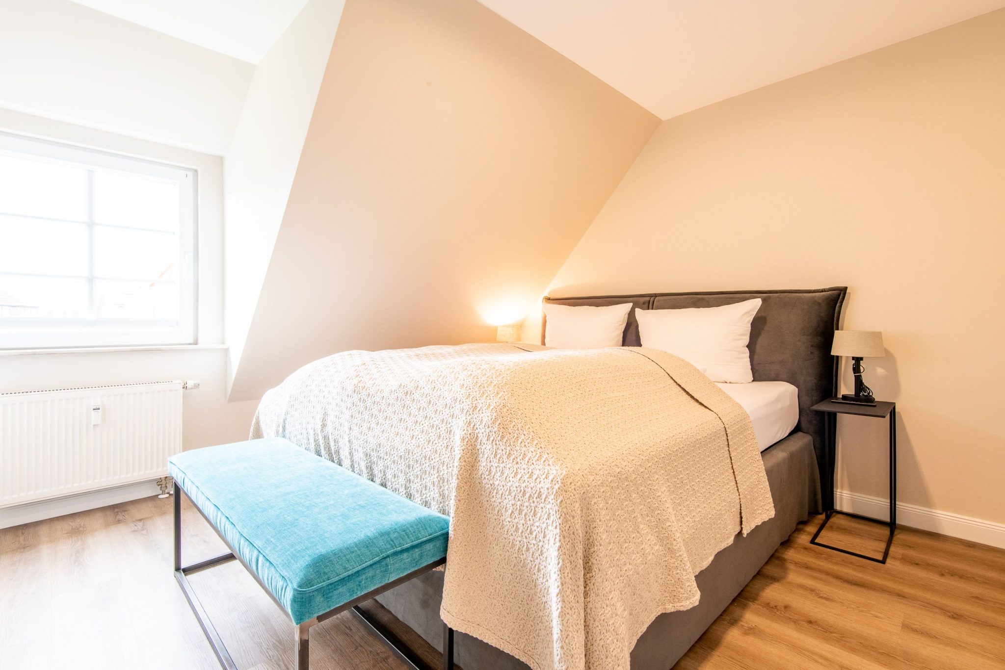 Doppelbett in Ferienhaus auf Sylt