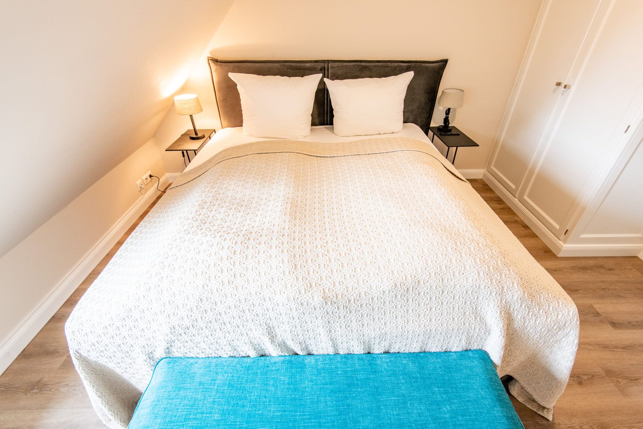 Doppelbett in Ferienhaus auf Sylt