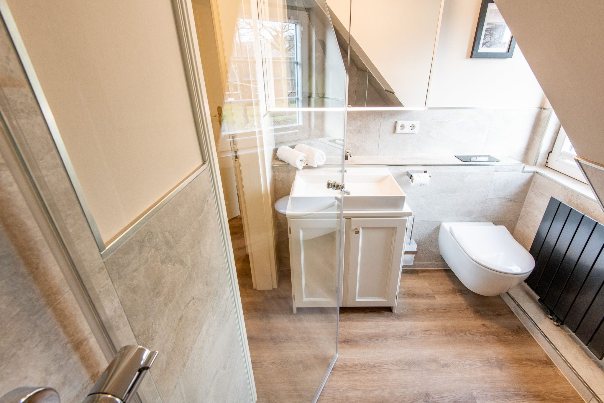 Badezimmer mit Dusche in Ferienhaus auf Sylt