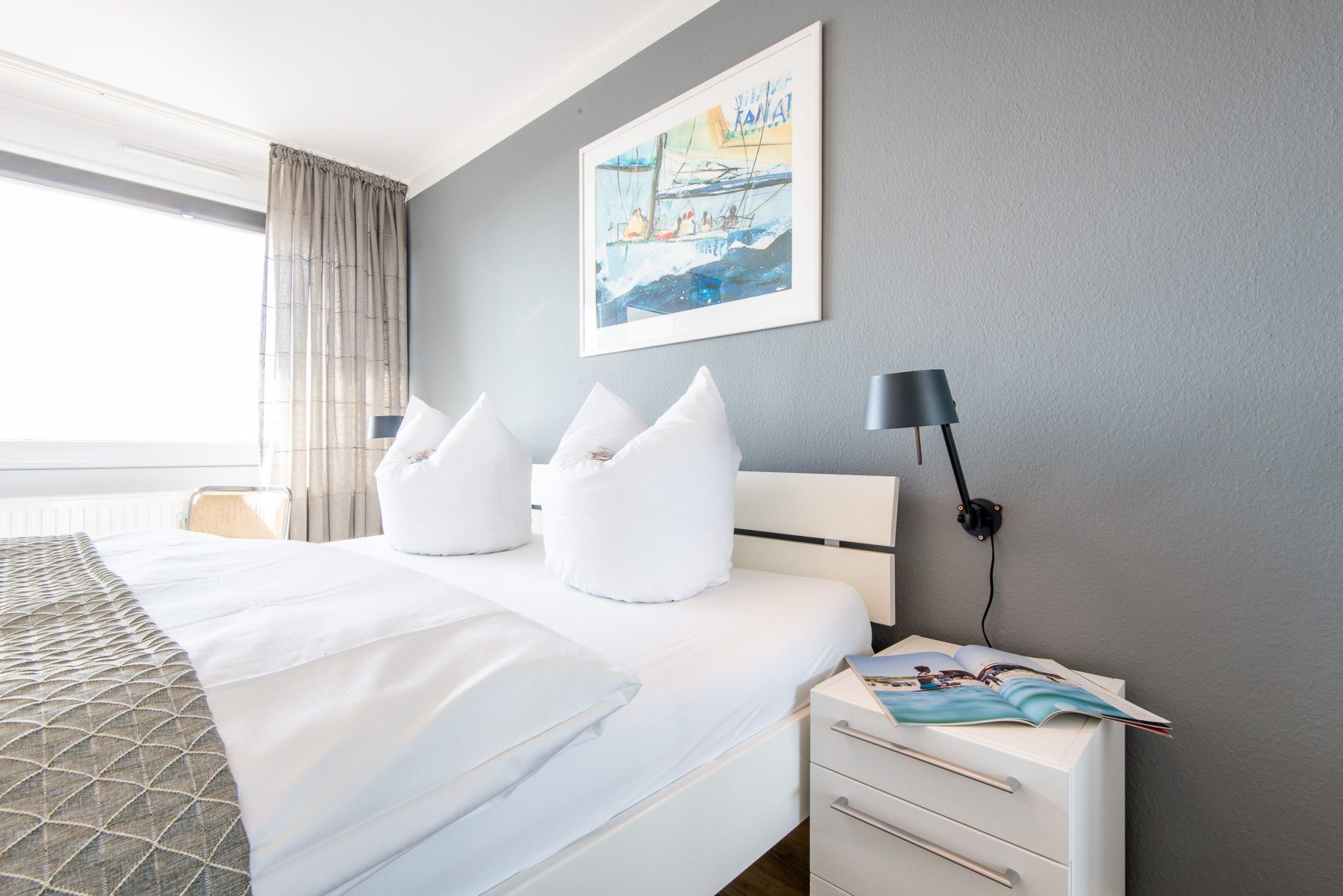 Doppelbett in Ferienhaus auf Sylt