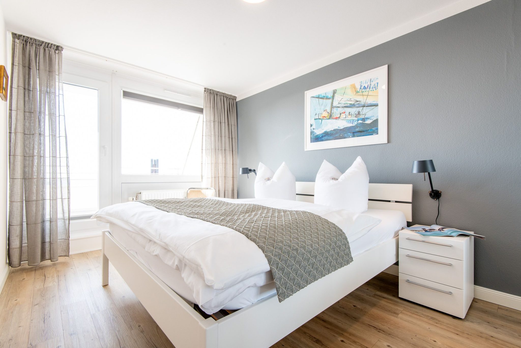 Doppelbett in Ferienhaus auf Sylt