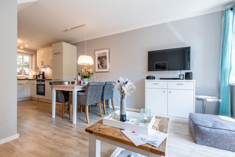 Wohnzimmer in Ferienwohnung auf Sylt