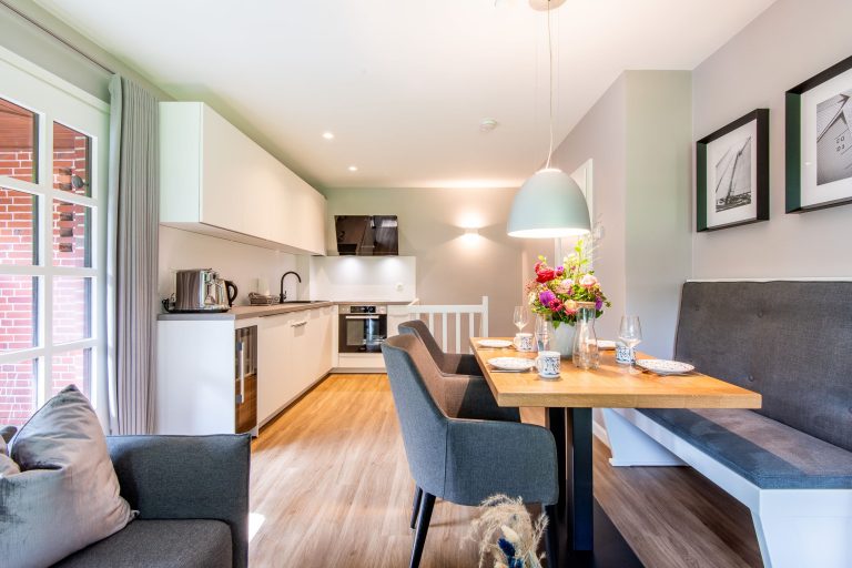 Küche mit Esszimmer in Ferienhaus auf Sylt