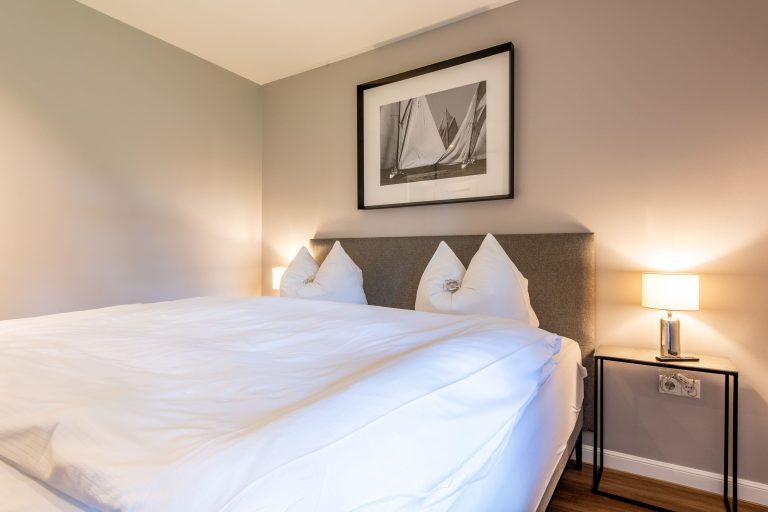 Doppelbett in Ferienhaus auf Sylt