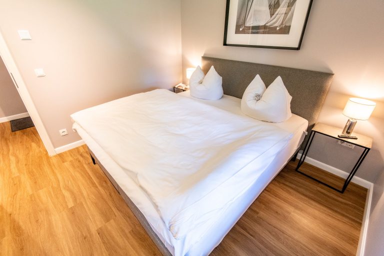 Doppelbett in Ferienhaus auf Sylt