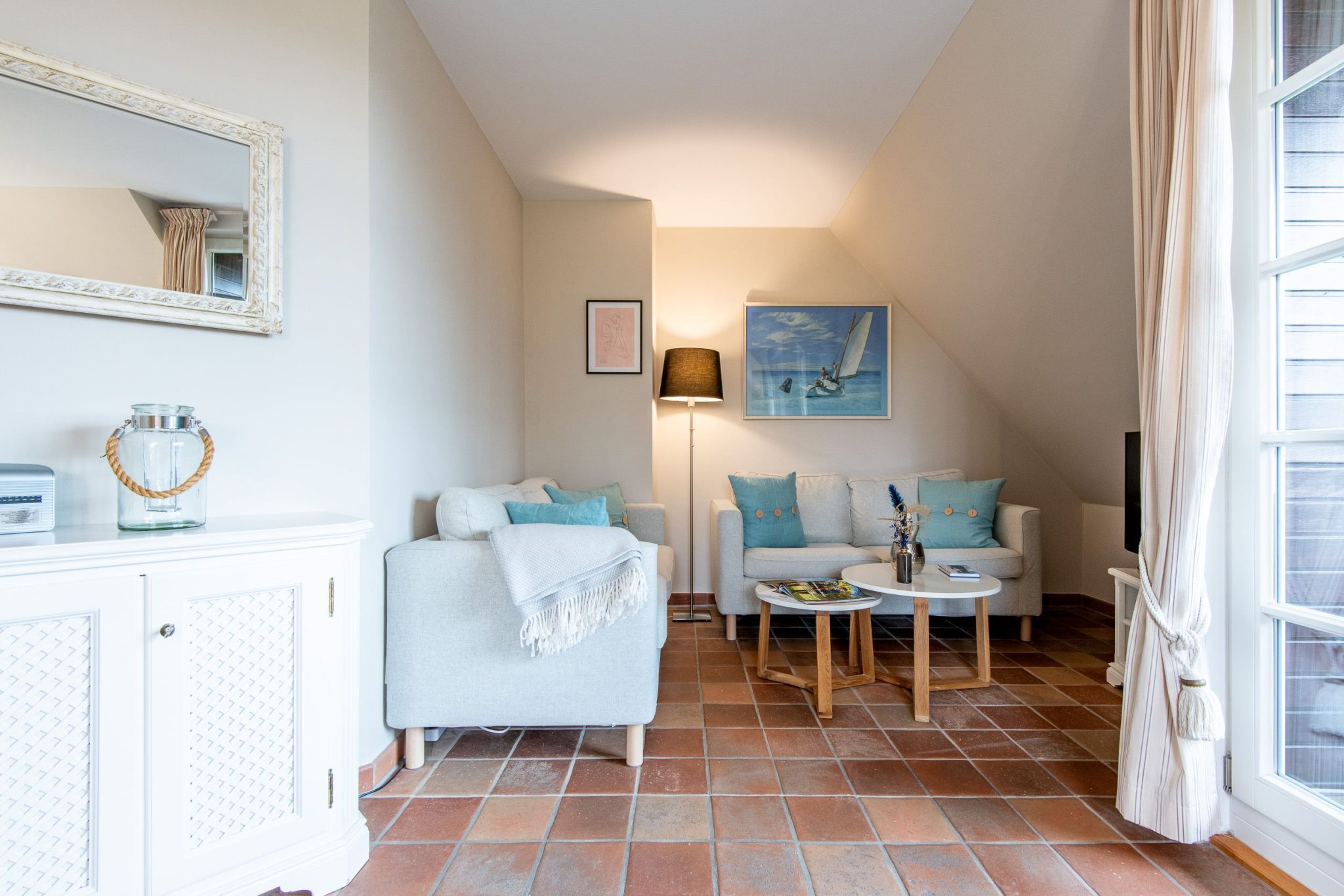 Sofa in Ferienhaus auf Sylt