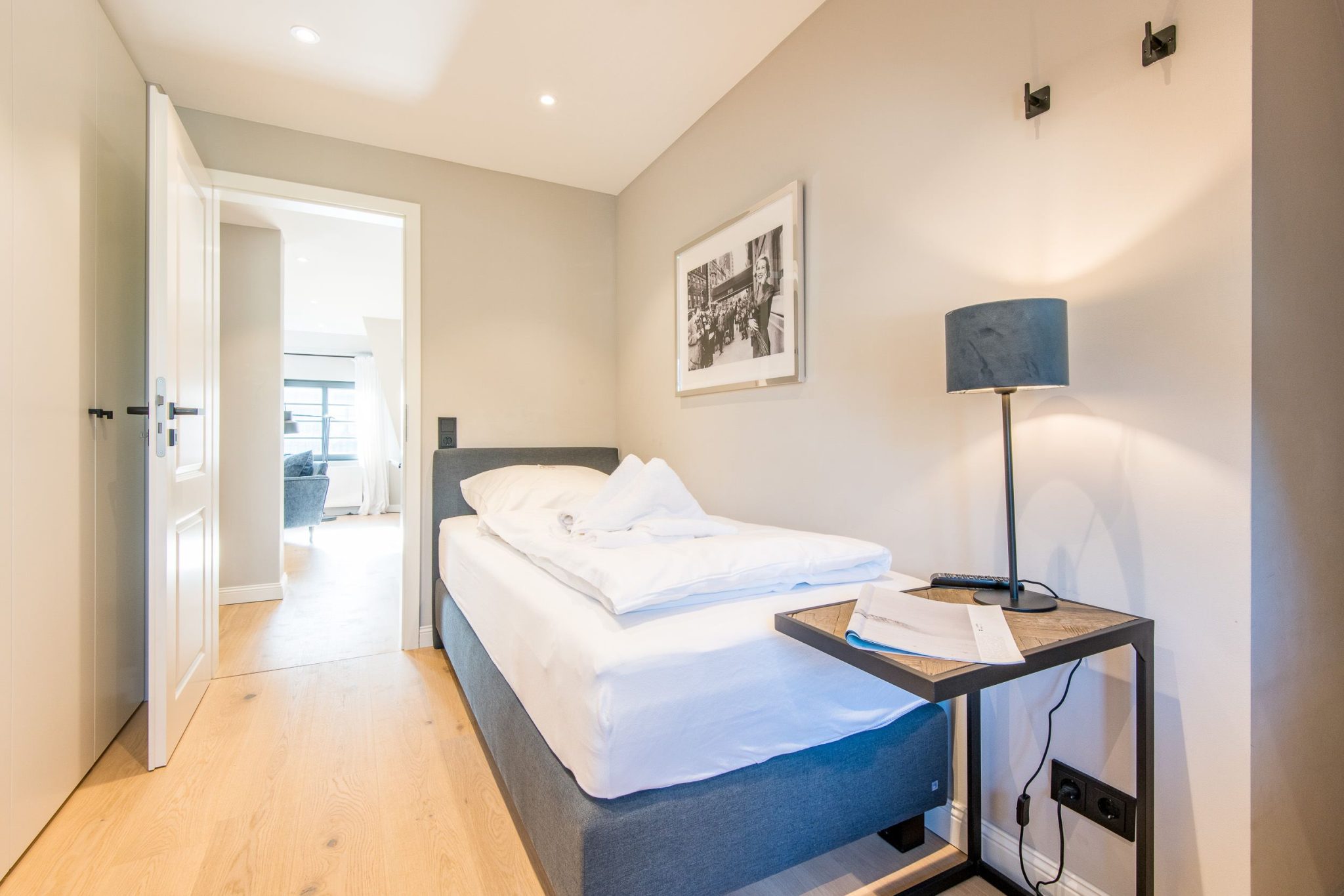 Schlafzimmer mit Einzelbett in Ferienhaus auf Sylt
