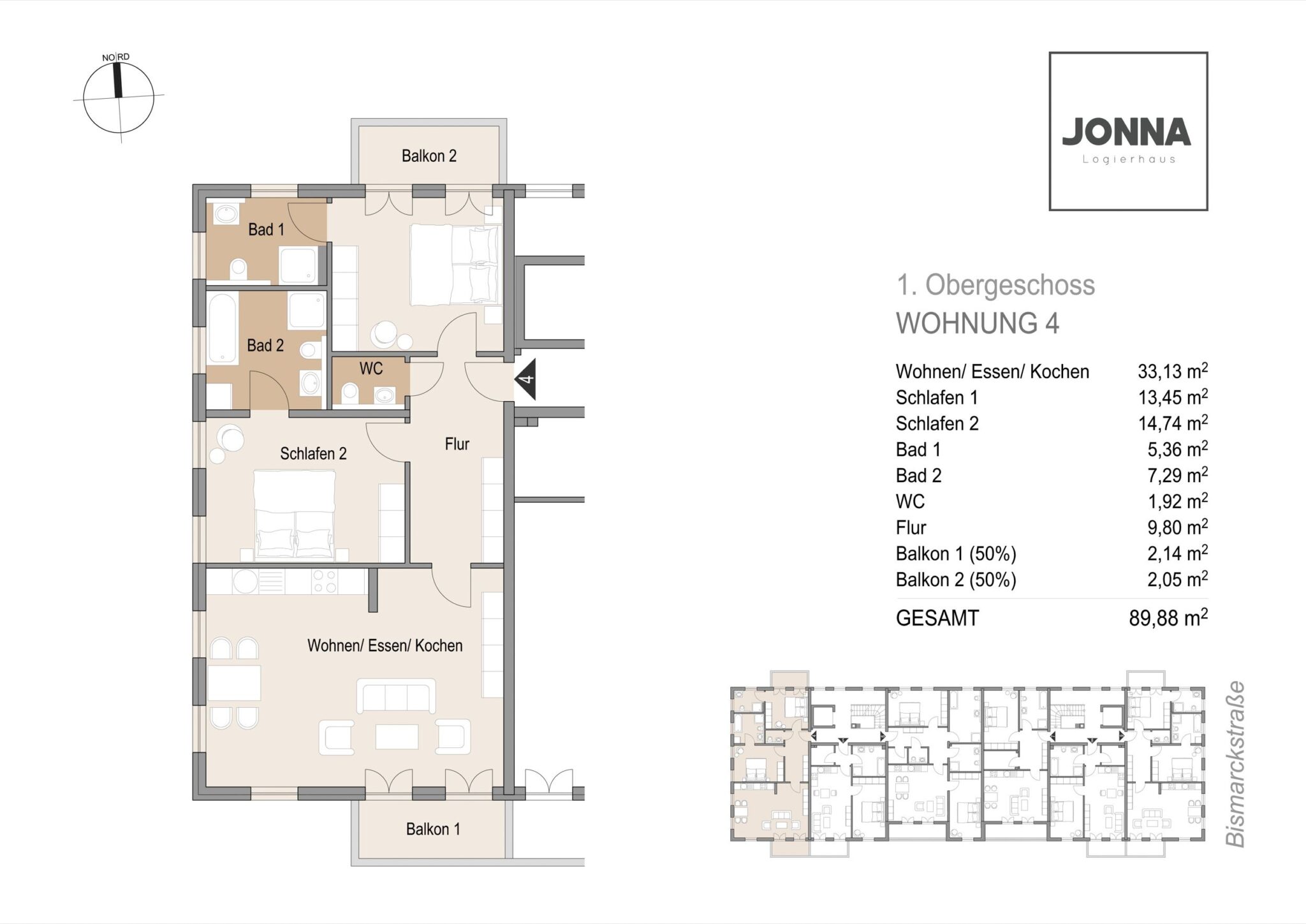 Grundriss 1. Obergeschoss Wohnung 4