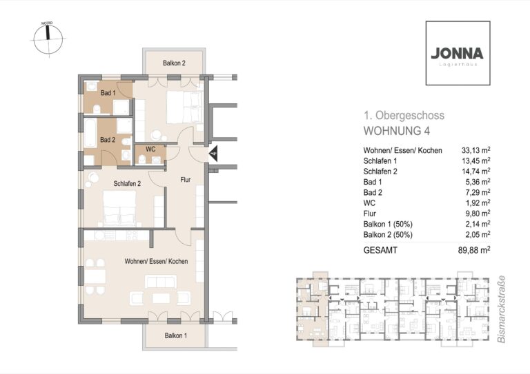 Grundriss 1. Obergeschoss Wohnung 4