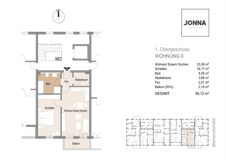 Grundriss 1. Obergeschoss Wohnung 8