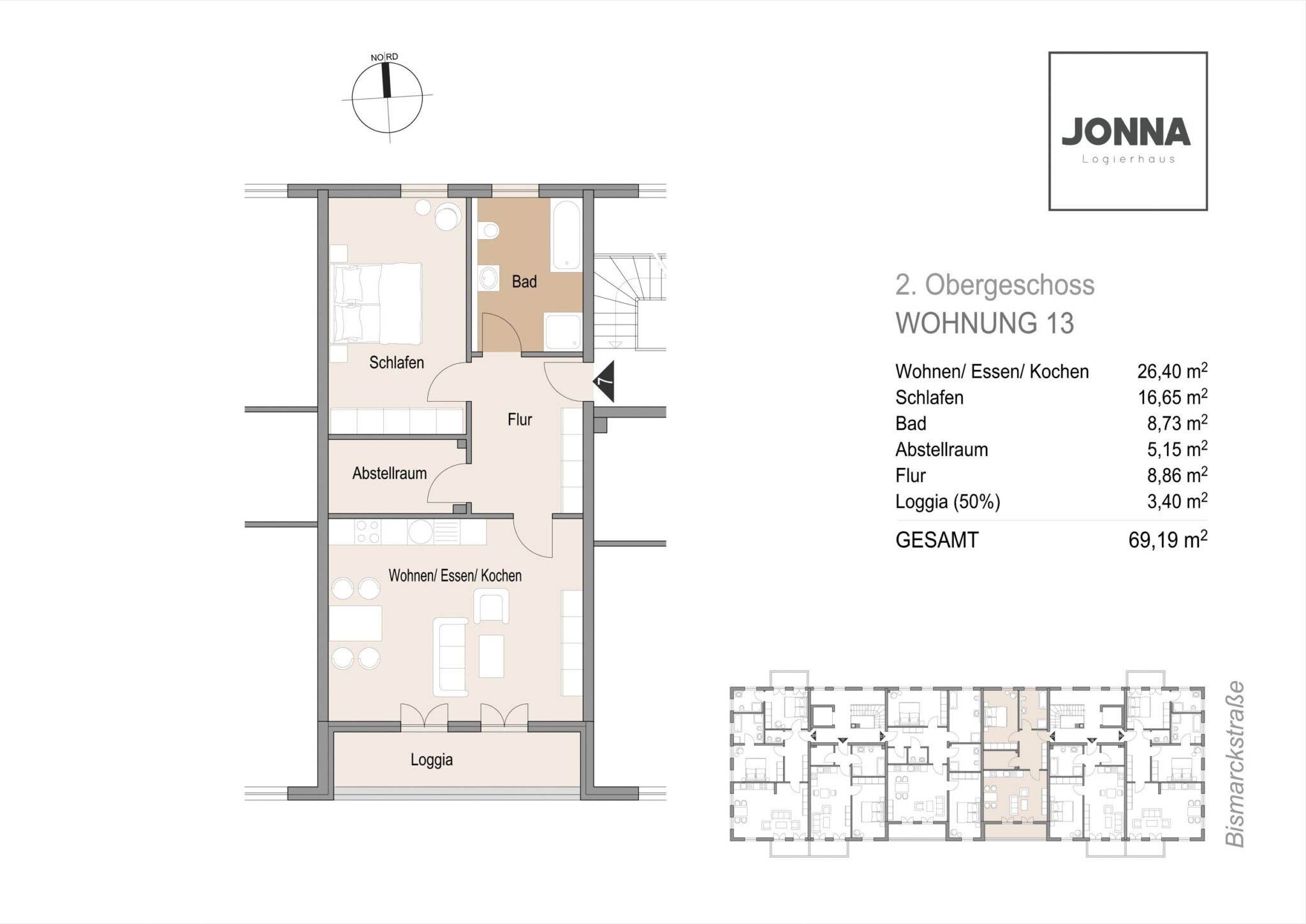 Grundriss 2. Obergeschoss Wohnung 13