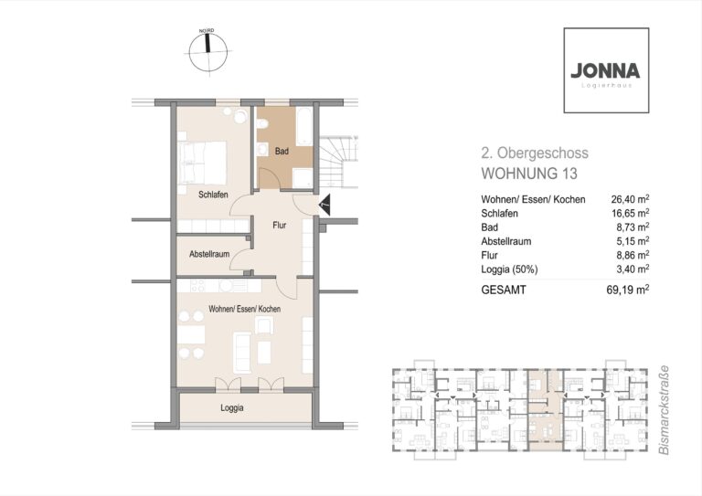 Grundriss 2. Obergeschoss Wohnung 13