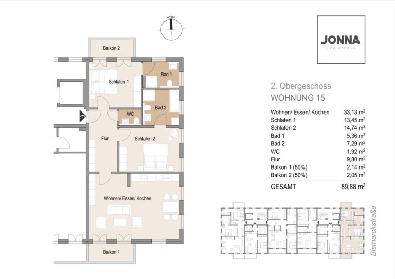 Grundriss 2. Obergeschoss Wohnung 15
