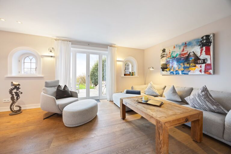 Wohnzimmer in Ferienwohnung auf Sylt