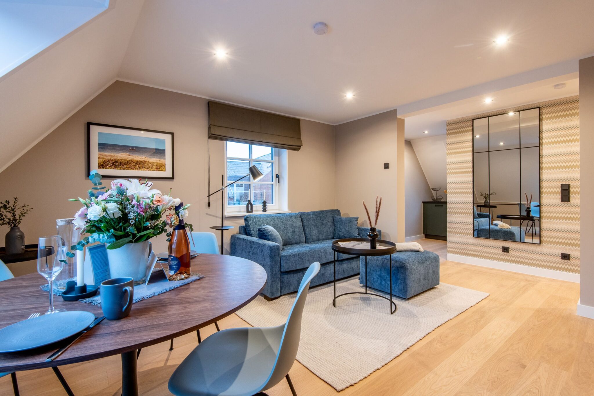 Wohnzimmer in Ferienhaus auf Sylt