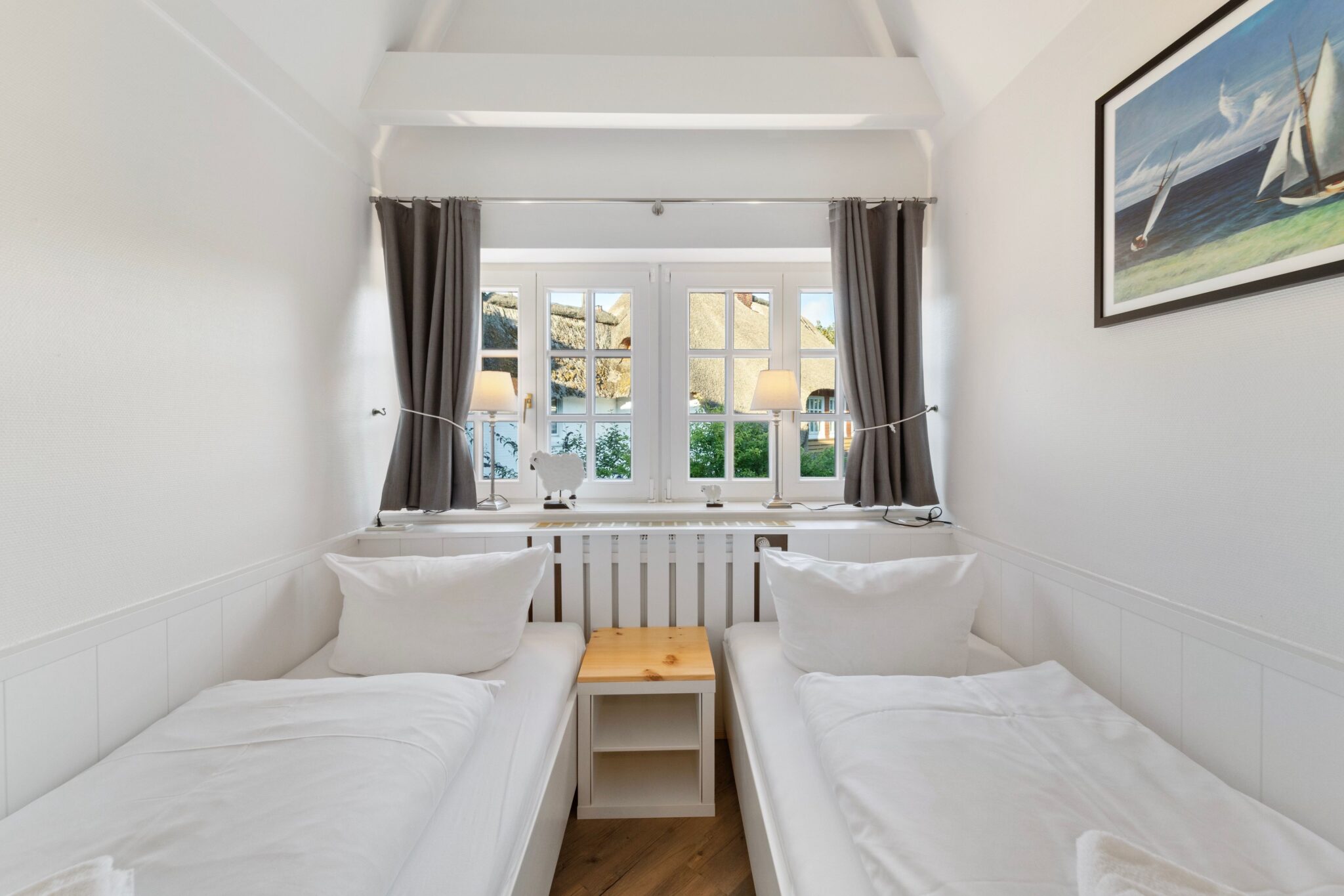 Zwei Einzelbetten in Ferienhaus auf Sylt