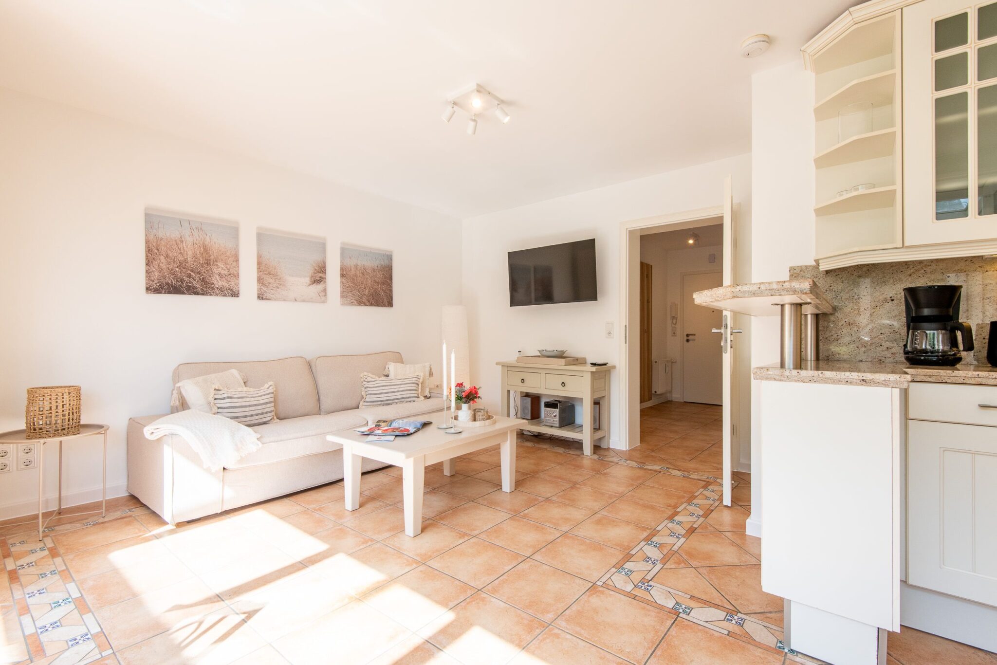 Wohnzimmer in einem Ferienhaus auf Sylt