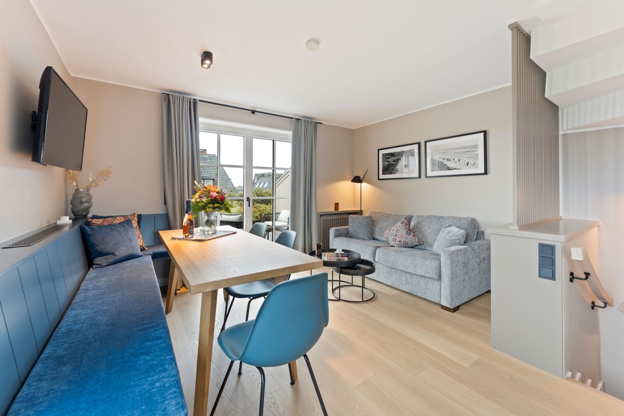 Wohn- und Essbereich einer Ferienwohnung auf Sylt