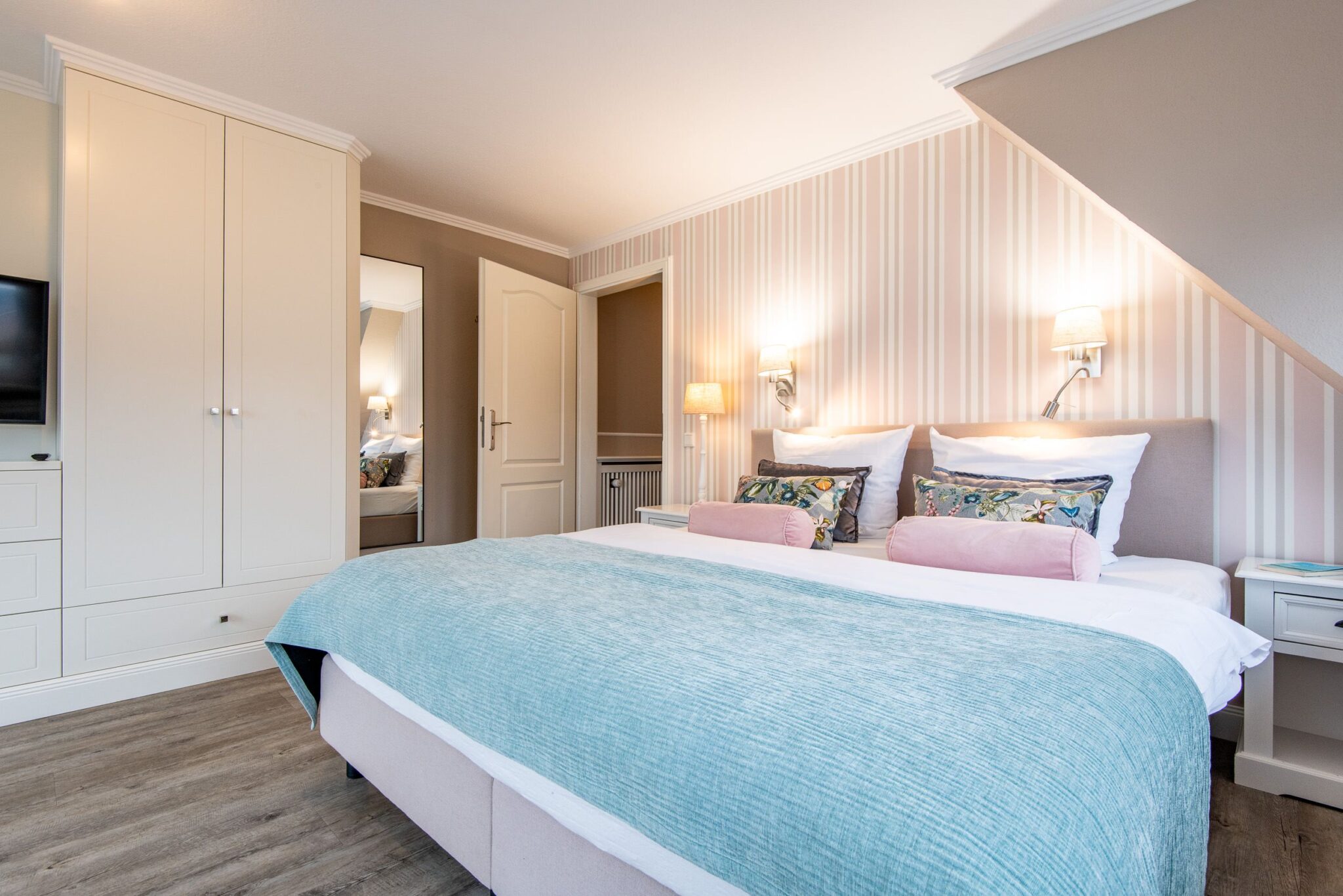 Doppelbett in Ferienhaus auf Sylt