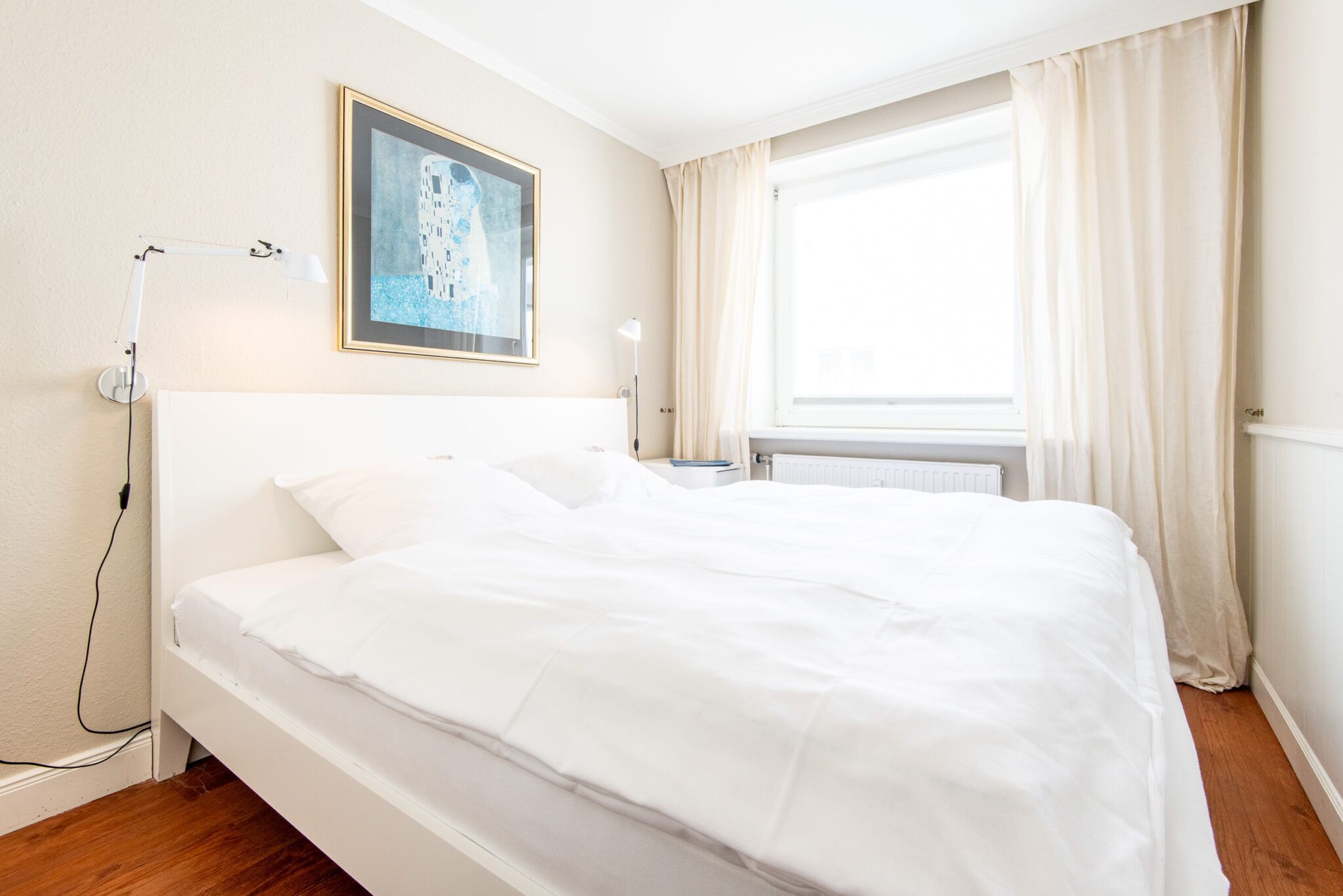 Doppelbett in Ferienwohnung auf Sylt