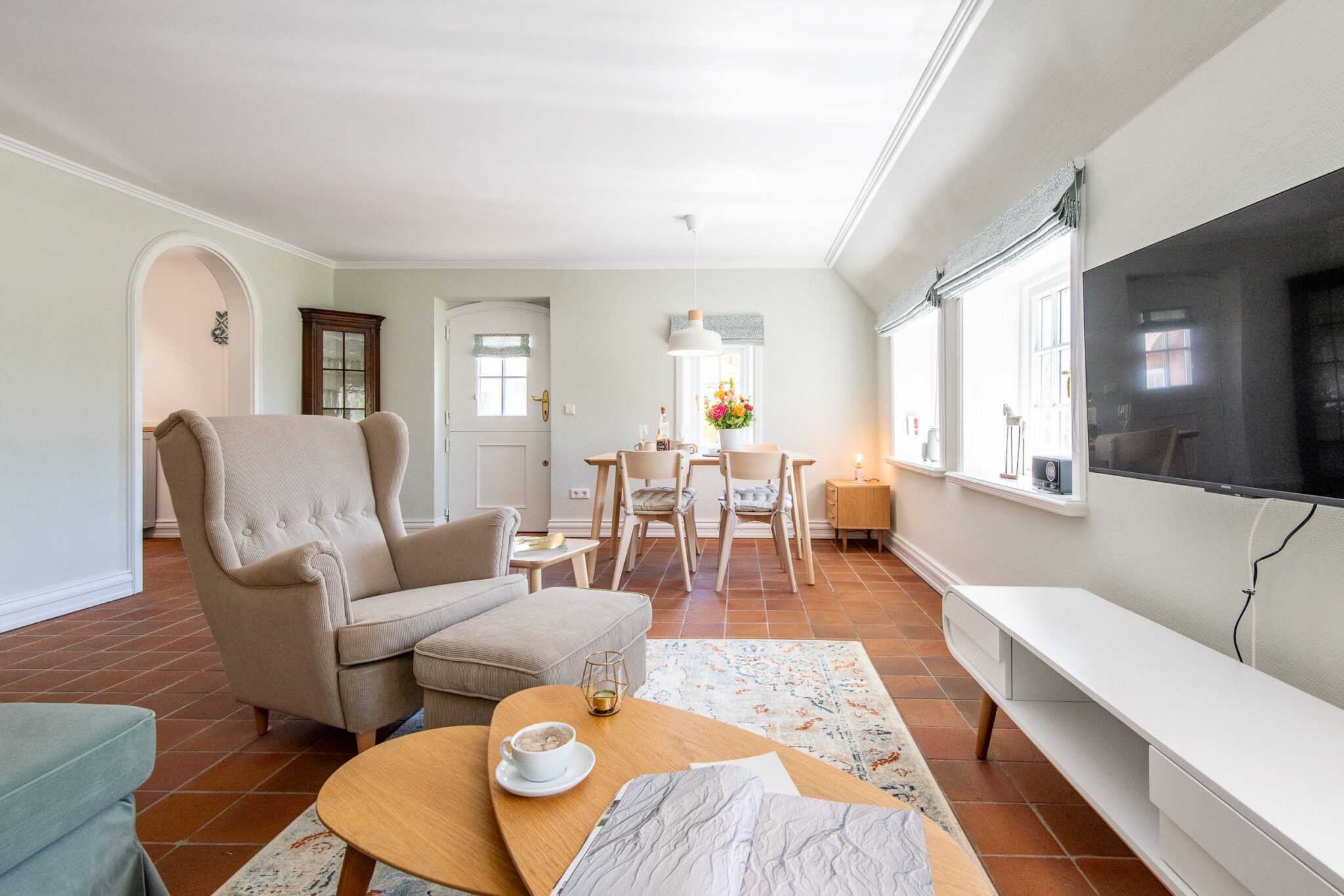 Wohnzimmer in Ferienwohnung auf Sylt