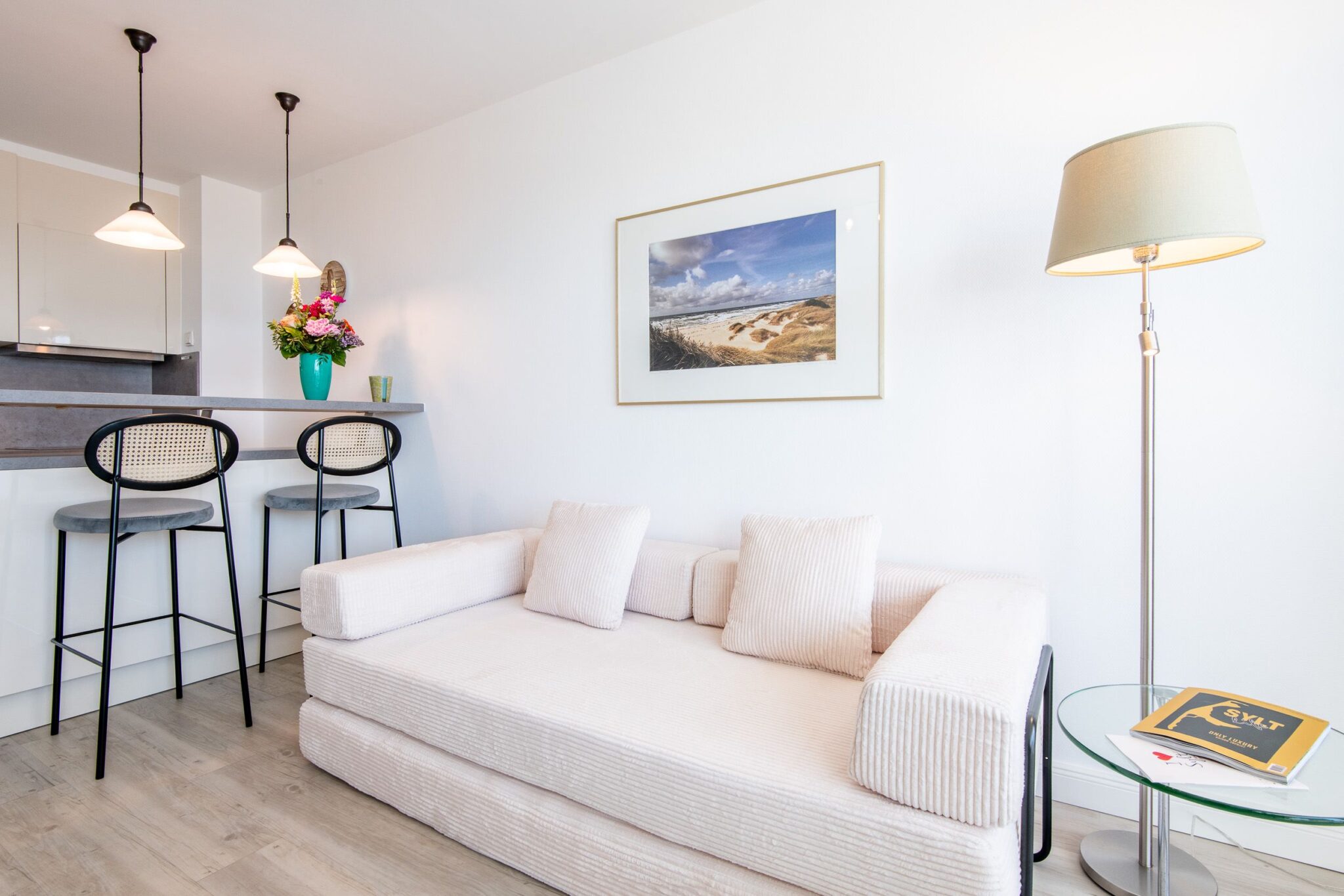 Sofa in Ferienwohnung auf Sylt