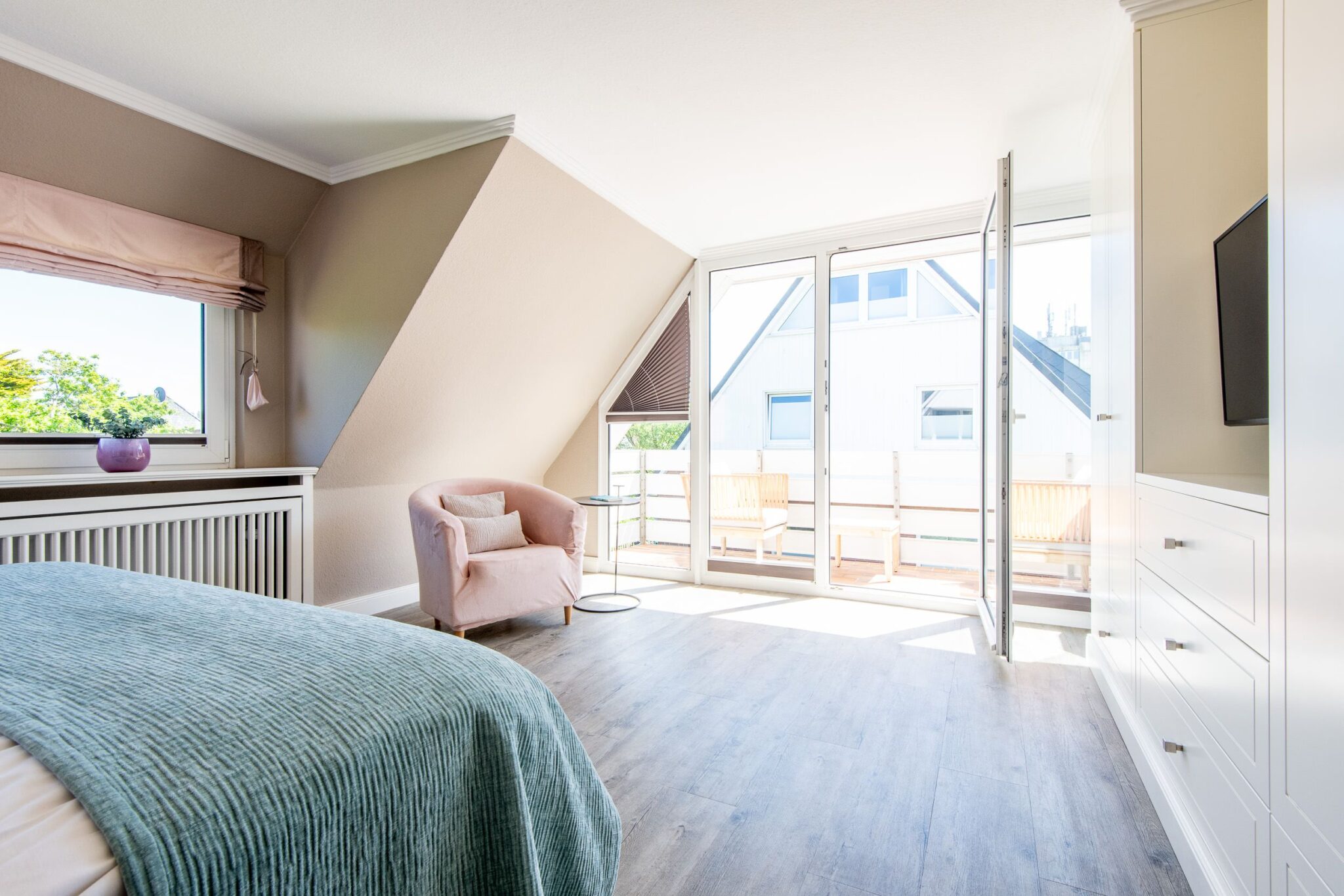 Schlafzimmer in Ferienwohnung auf Sylt