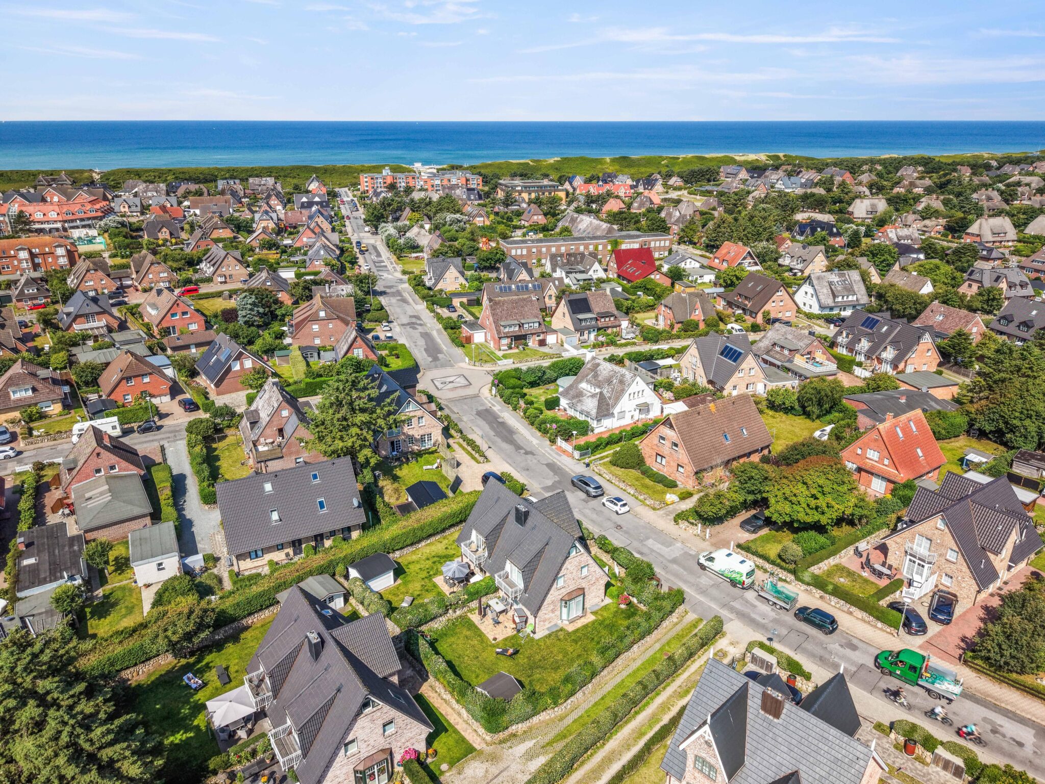 Blick auf Ferienwohnungen und Ferienhäuser auf Sylt