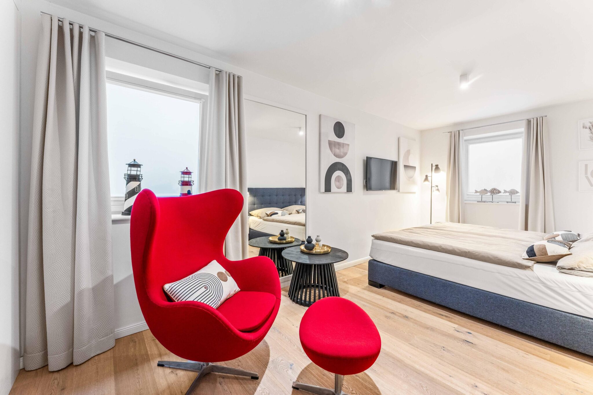 Schlafzimmer in Ferienwohnung auf Sylt
